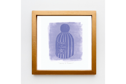 Library of Flowers Linocut