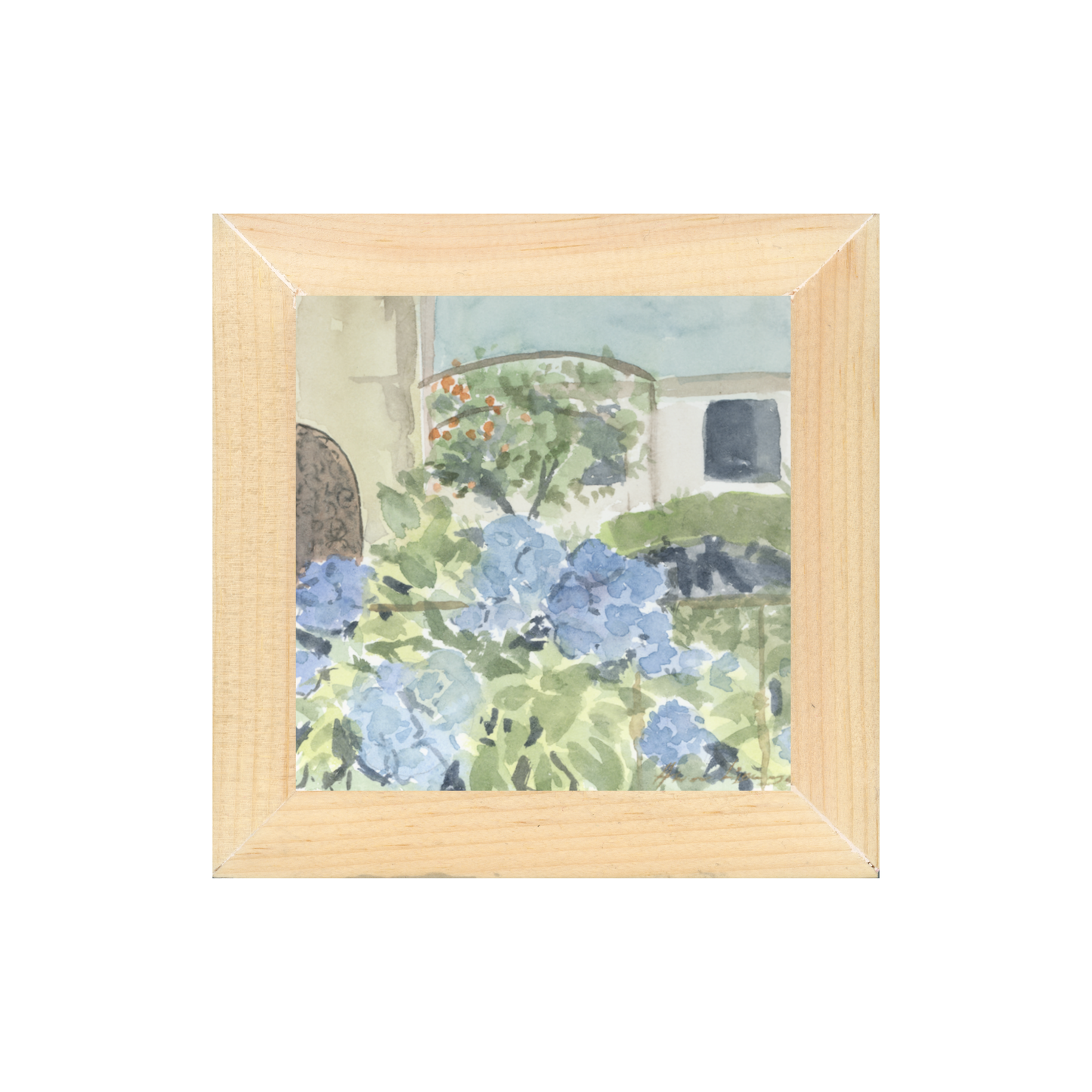 Blue Hydrangeas and Oranges