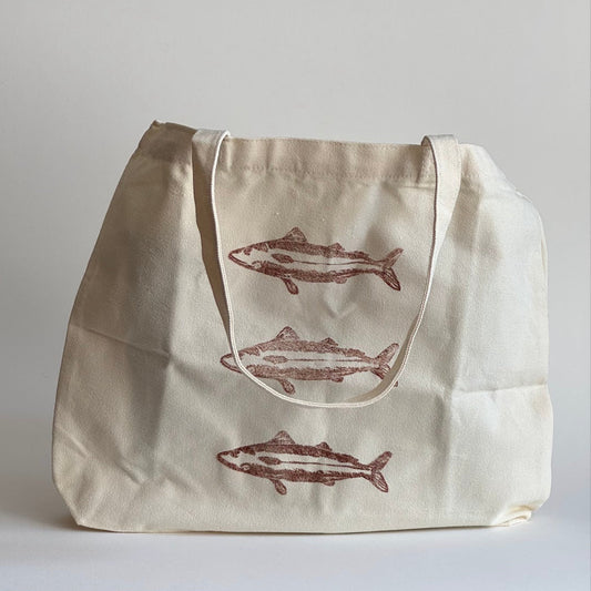 Mackerel Fish Linocut Tote Bag