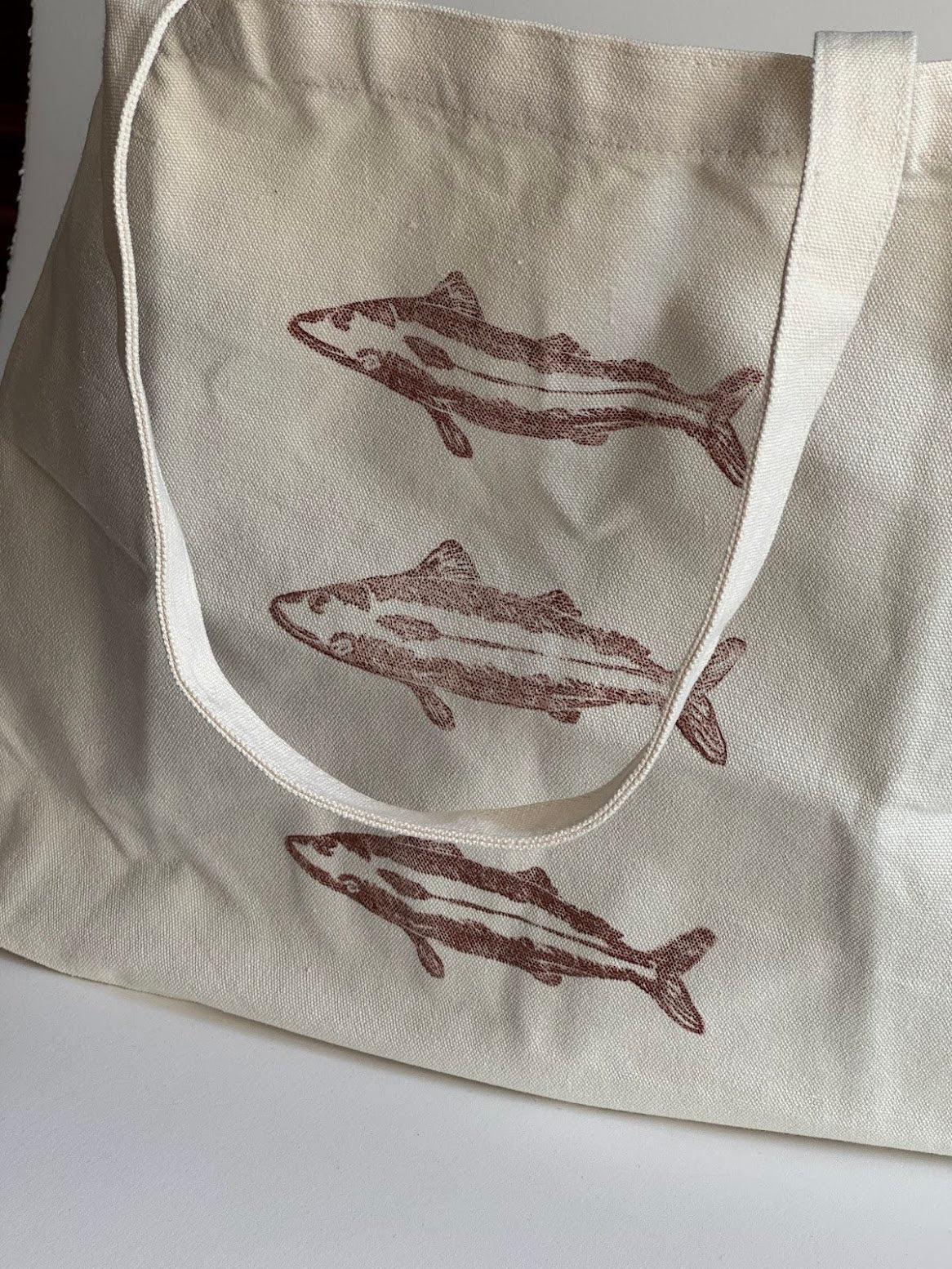 Mackerel Fish Linocut Tote Bag