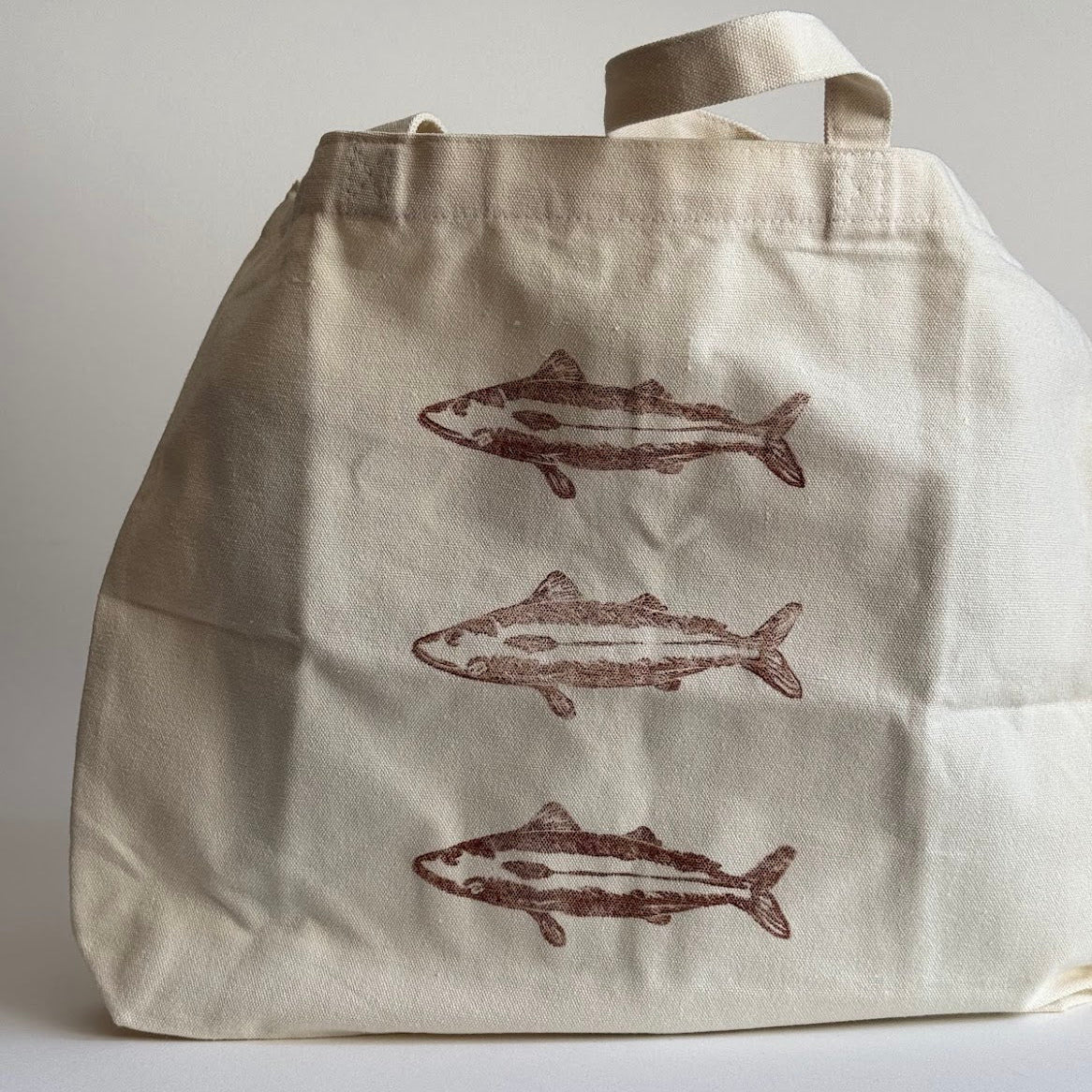 Mackerel Fish Linocut Tote Bag