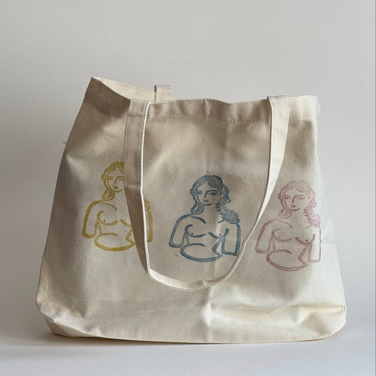 Portrait Linocut Tote Bag