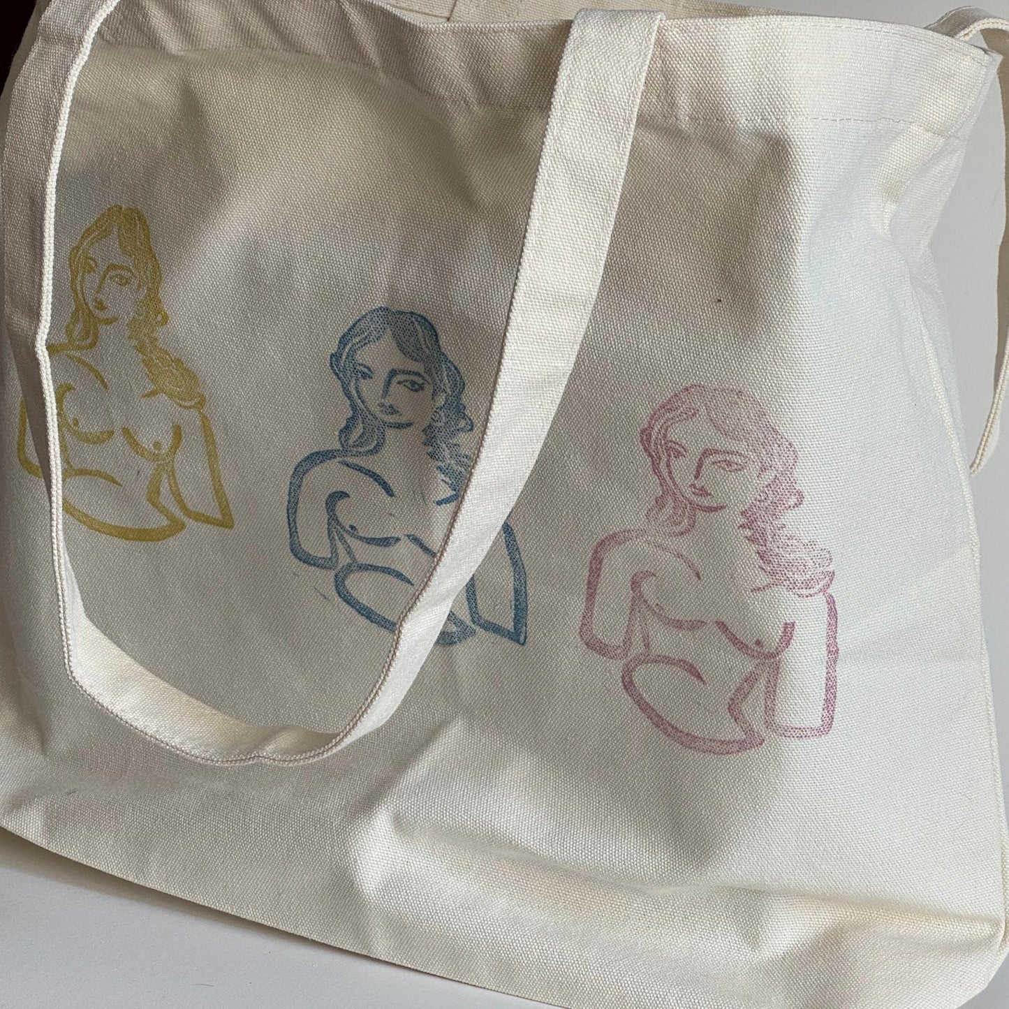 Portrait Linocut Tote Bag