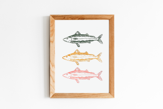 Mackerel Linocut