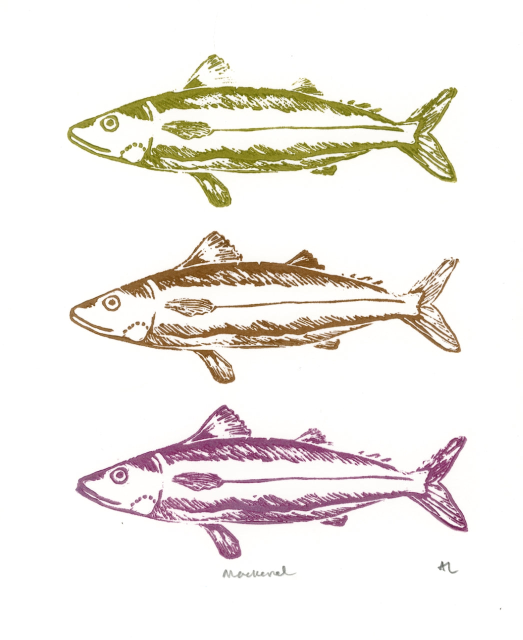 Mackerel Linocut