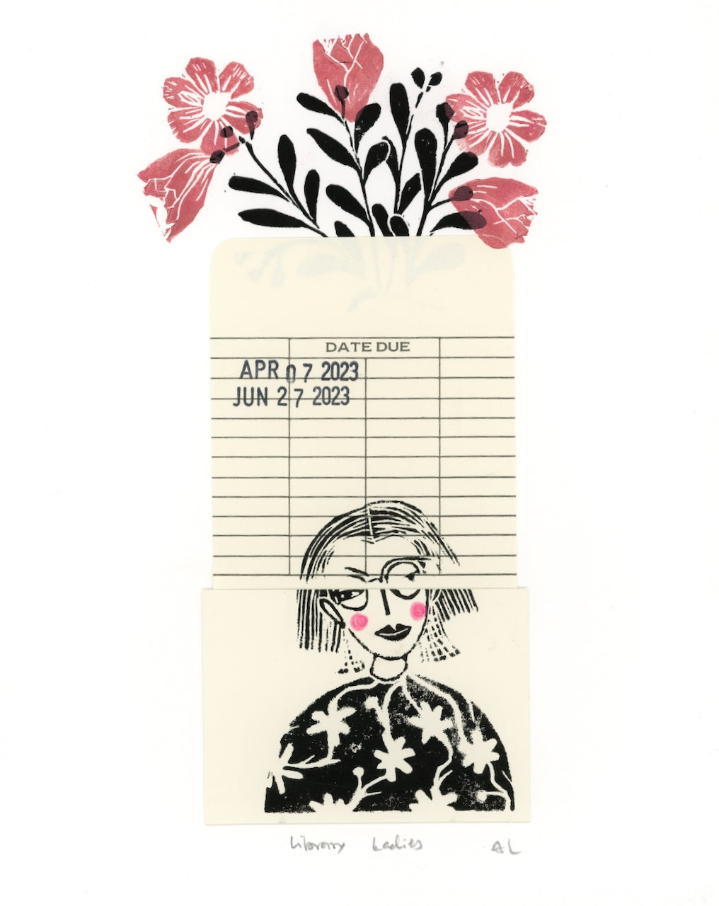 Library Ladies Linocut