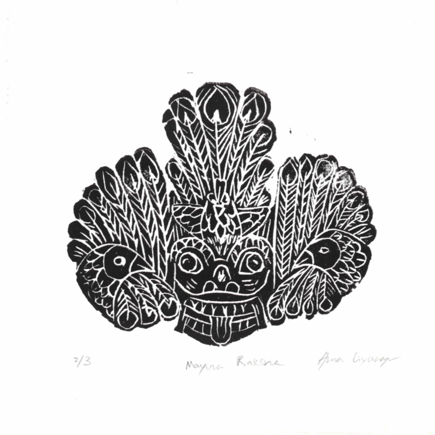 Mayura Raksha Linocut