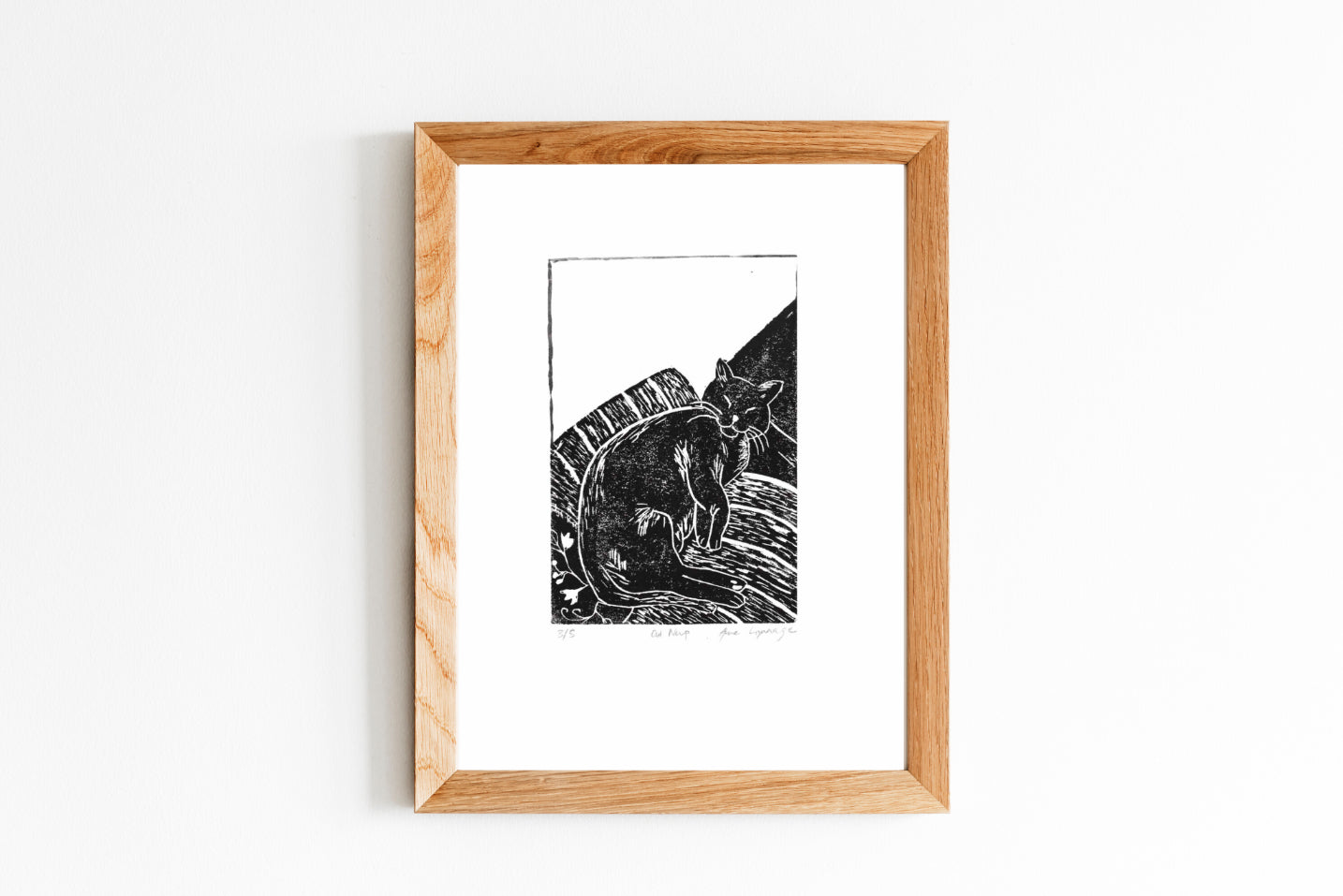 Cat Nap Linocut