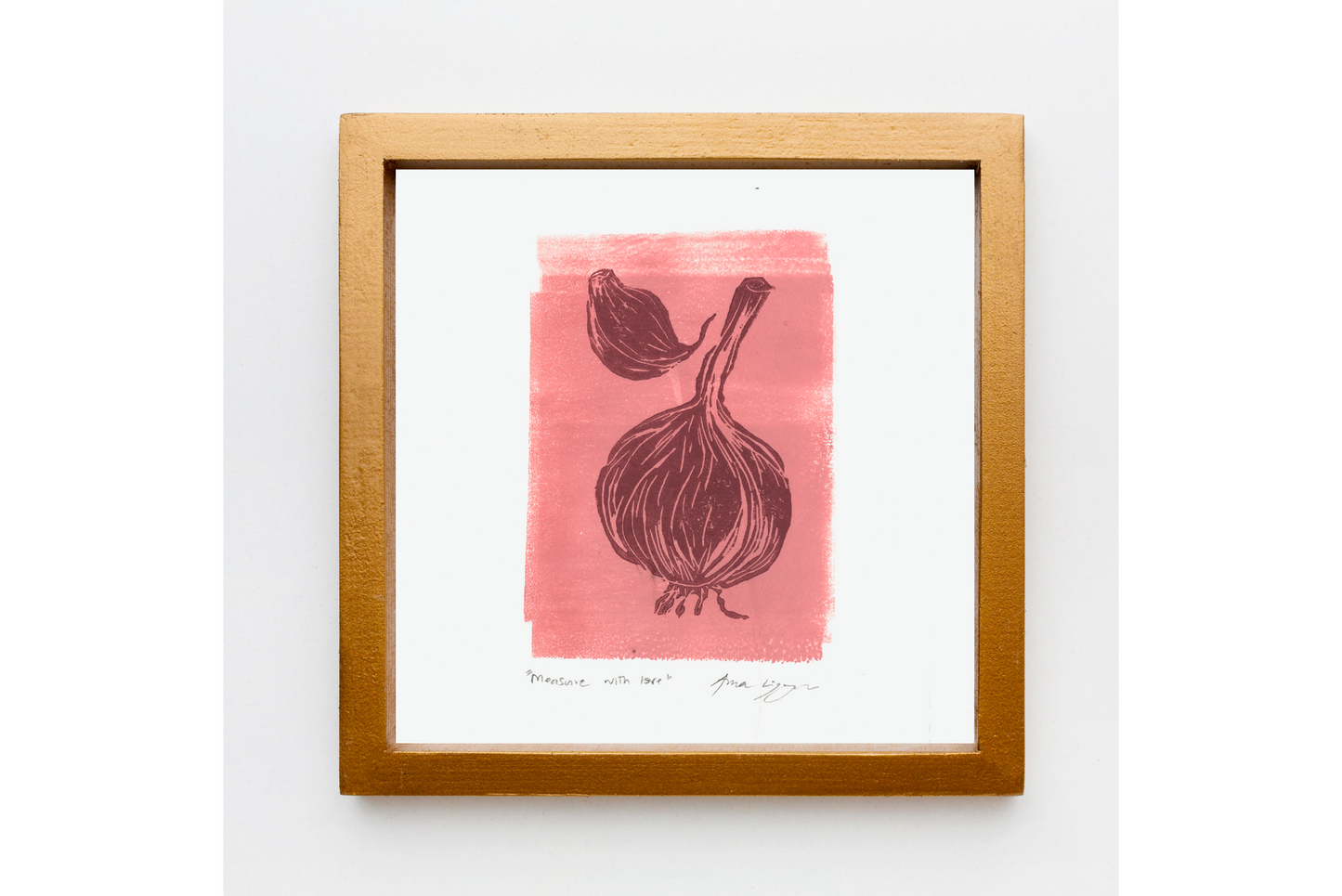 Garlic "Measure with Love" Linocut