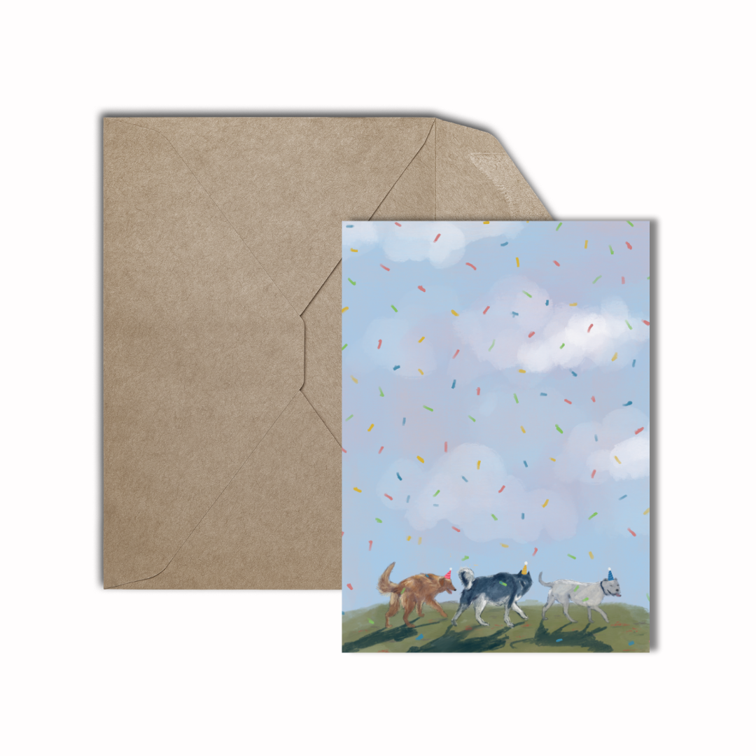 Birthday Party Dogs Greeting Card