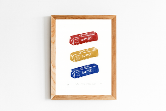 'Butter makes everything better' Linocut
