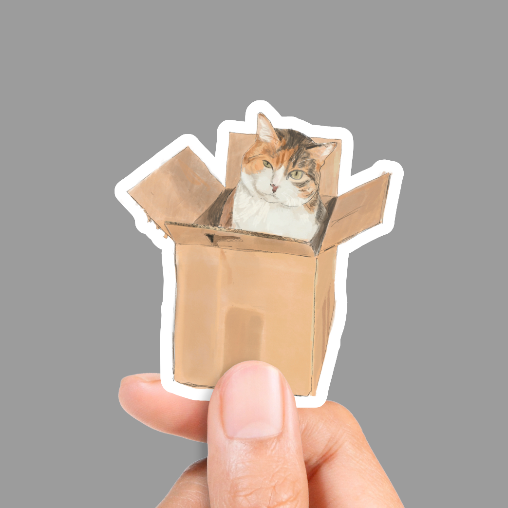 Cat in a Box Sticker